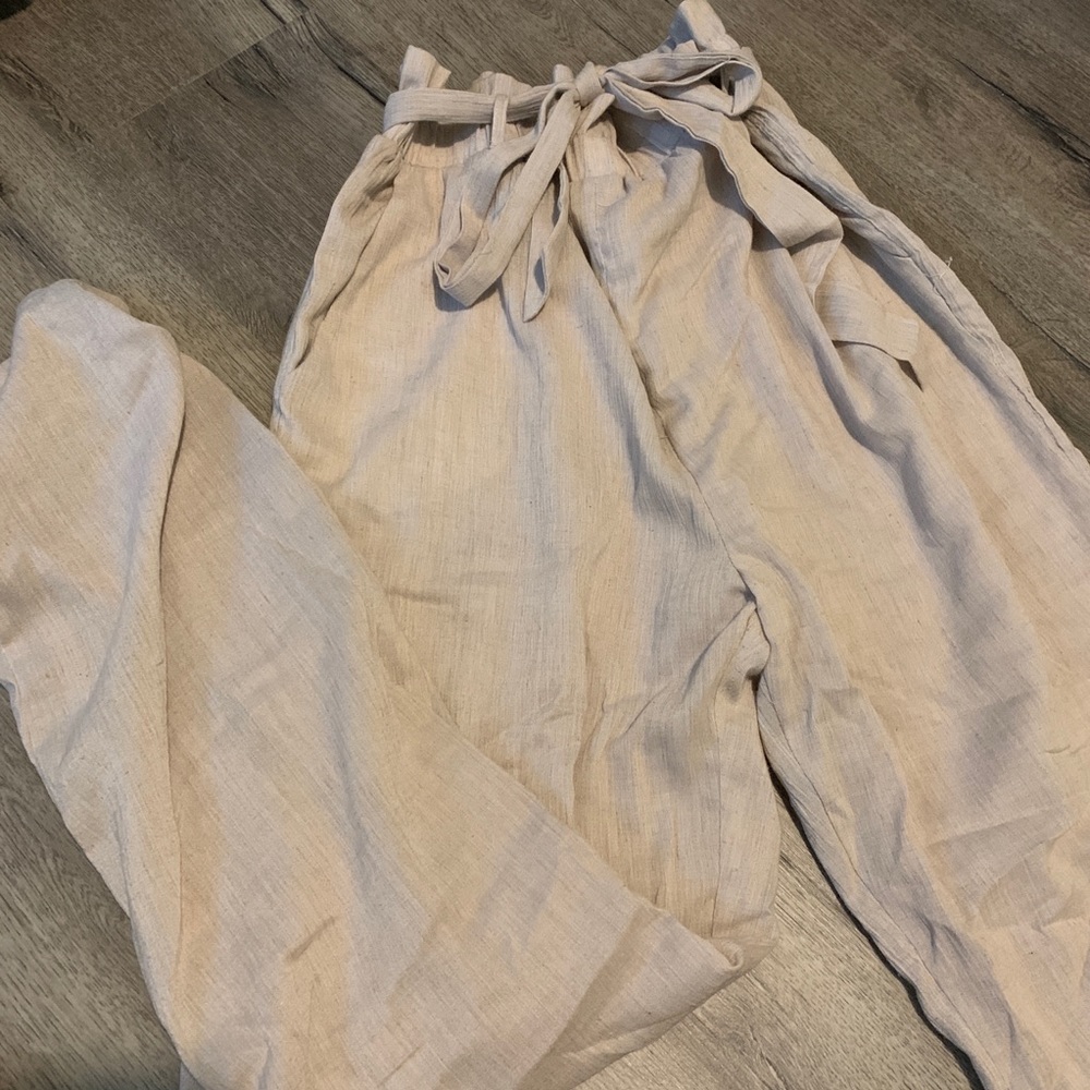 tan trousers/joggers with tie 🪐